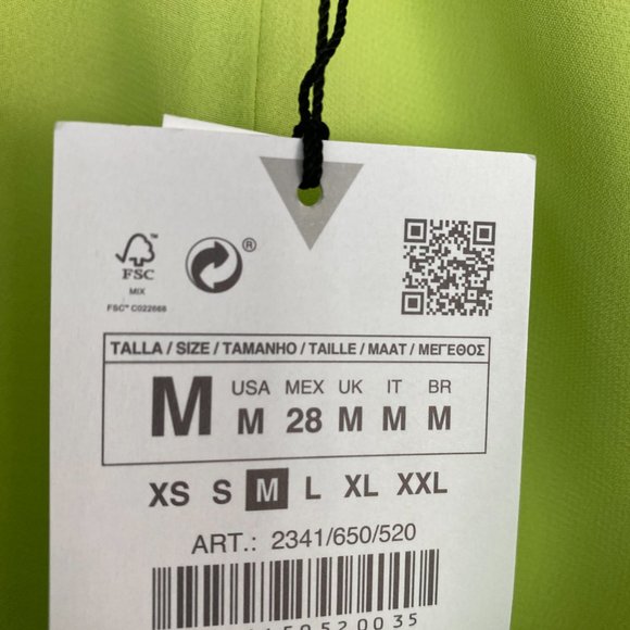 Brand new size 6 satin ZARA wrap dress in neon lime green - Picture 3 of 5